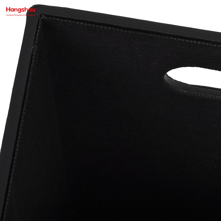 16L Square Open Top Trash Bin with Leather Layer