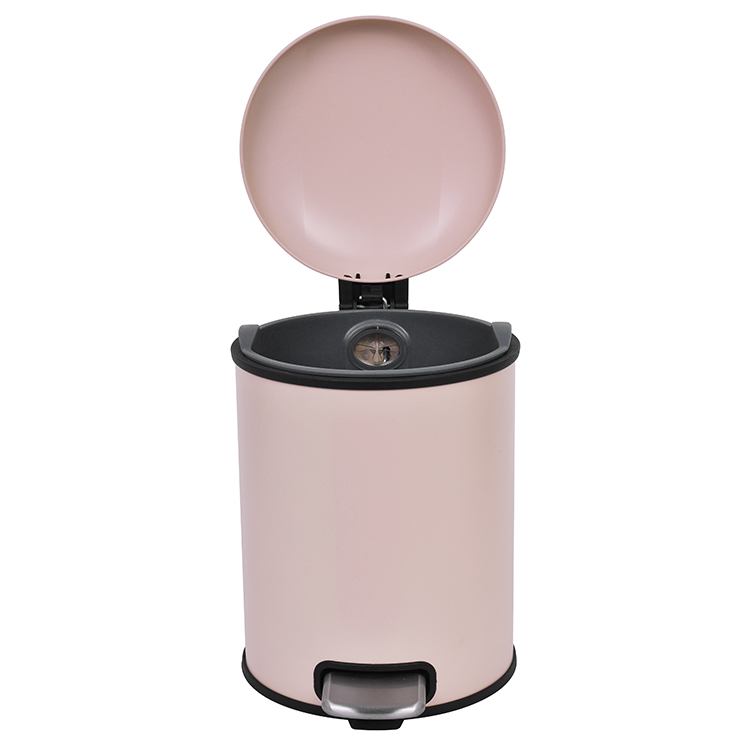 5L Galvanized Steel Round Garbage Trash Bin For Kitchen Waste Office Trash Can Colorful Silent Closing Foot Pedal Dustbin