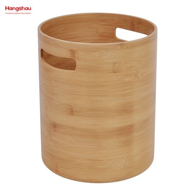 Bamboo Open-Top Round Trash Can Outdoor, Home, Office, Bathroom, Kitchen Waste Bin