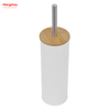 Iron Round Bamboo-Handled Toilet Brush Home Bathroom Toilet Brush