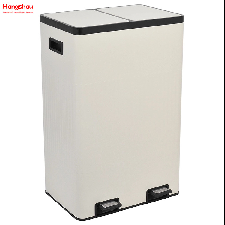 Kitchen Garbage Bin Recycle Two Compartment Waste Pedal Bin 60l(30L+30L) Rectangular Recycle Bin