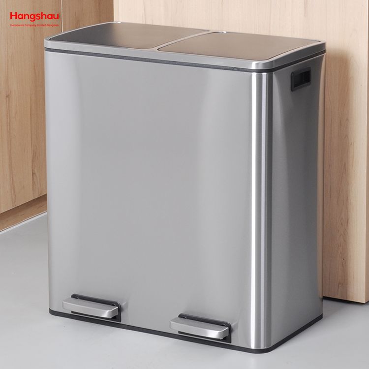 60L Waste Cafeteria Sorting Garbage Bins Sealing And Odor Prevention Stainless Steel Environment protection Classification Trash Can Kitchen Garbage Classification