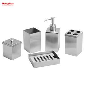 Bathroom Accessories Luxury Set Stainless Steel Complete Bathroom Lotion Bottle Dispenser Foam Pump Soap Bottle 