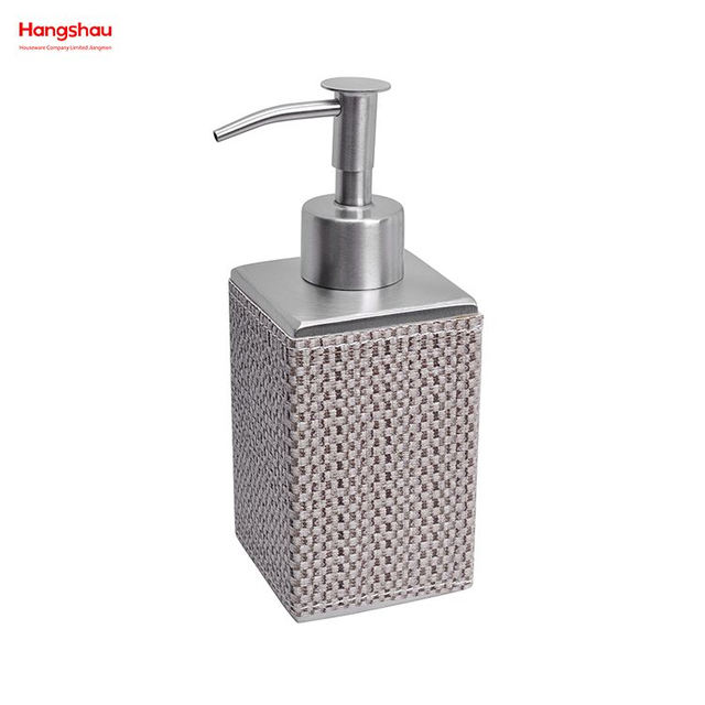Bathroom Lotion Bottle Dispenser Foam Pump Soap Bottle Synthetic Leather Bathroom Accessories Luxury Set Stainless Steel Complete Artificial Leather Decorate