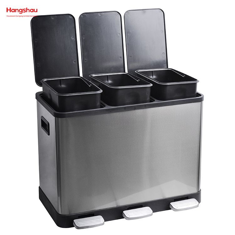 42L Stainless Steel Kitchen Garbage Classification Waste Cafeteria Sorting Garbage Bins Sealing And Odor Prevention Environment protection Classification Trash Can