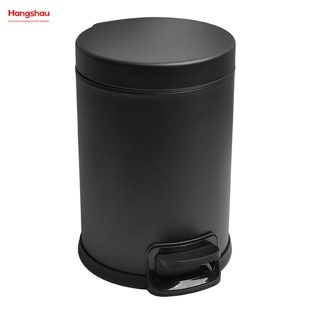 Household Bathroom Stainless Steel Black Lacquer Spraying 3L Pedal Trash Bin With Cover Closing Slowly And Mutely Round Trash Bin Waste Bin Dustbin