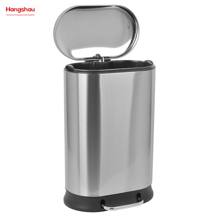 Modern Houseware 410 Stainless Steel 30l Pedal Trash Bin With Cover Closing Slowly And Mutely Round Trash Can