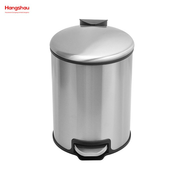 5L Stainless Steel Round Pedal Bin with Soft Close Device Household Bathroom Inner Bucket Trash Bin with Step Pedal for Office And Kitchen Use Waste Bins Genre Dustbin Garbage Can
