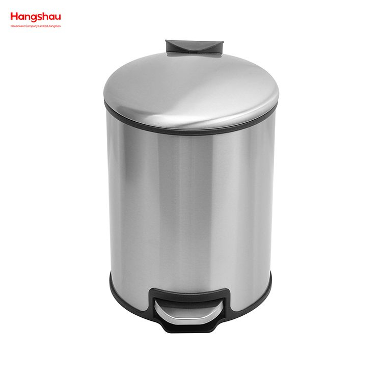 5L Stainless Steel Round Pedal Bin with Soft Close Device Household Bathroom Inner Bucket Trash Bin with Step Pedal for Office And Kitchen Use Waste Bins Genre Dustbin Garbage Can