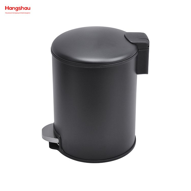 5L Stainless Steel Office Round Pedal Bin with Soft Close Devic Bedroom Household Plastic Foot Pedal Dust Bins Bathroom Simple Dustbin Garbage Can 