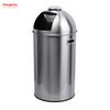 50L Outdoor Lockable Stainless Steel Round Dome-top Push Bin(with Inner Bucket) Cafeteria Trash Can with Push Hole Commercial Trash Can Community Street Roadside