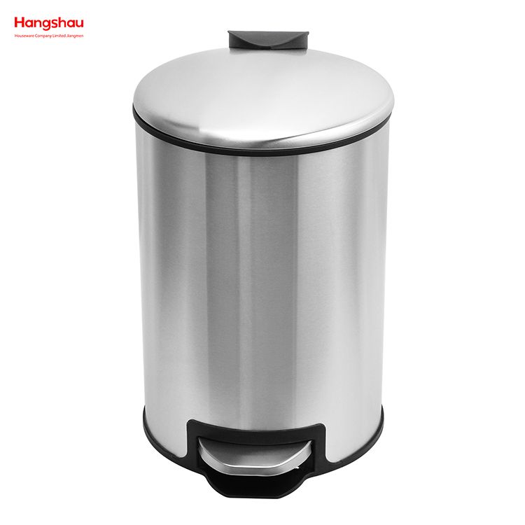 12L Stainless Steel Round Pedal Bin with Soft Close Device Household Bathroom Pedal Pedal Trash Bin with Step Pedal Office And Kitchen Use Waste Bins Dustbin Garbage Can