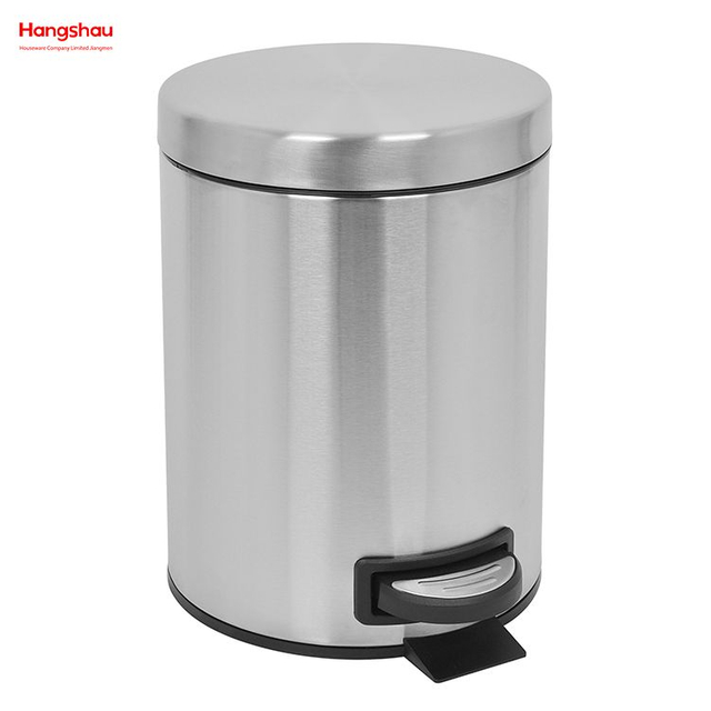 5L Morden Style Stainless Steel Pedal Bin Waste Bin Trash Bin Dustbin With Black Inner Bucket Trash Can