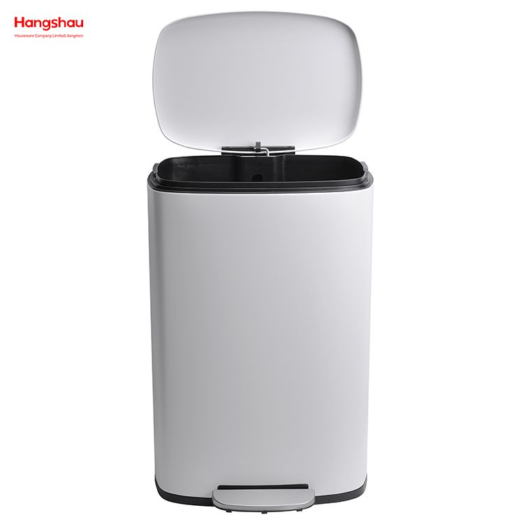 50L Hotels Cafeteria Custom Colorful Rectangular Foot Pedal Dustbin Large Capacity Office Lobby Stainless Steel Garbage Trash Bin For Kitchen Waste Trash Can 