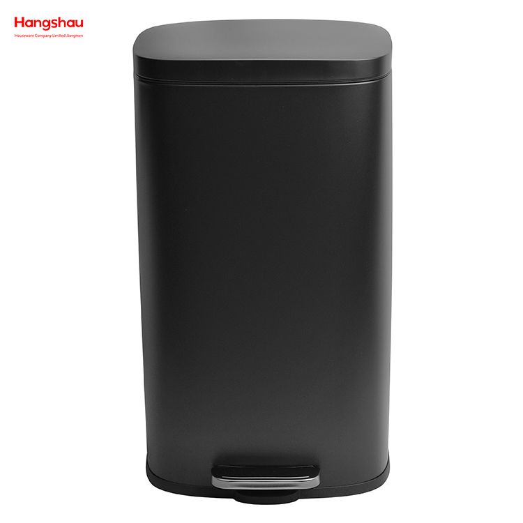 30L Lobby Stainless Steel Garbage Trash Bin For Kitchen Waste Office Trash Can Hotels Cafeteria Custom Colorful Rectangular Silent Closing Foot Pedal Dustbin 
