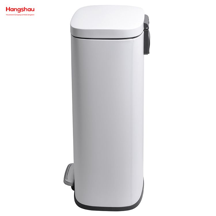 30L Hotels Cafeteria Custom Colorful Rectangular Silent Closing Foot Pedal Dustbin Lobby Stainless Steel Garbage Trash Bin For Kitchen waste Office Trash Can