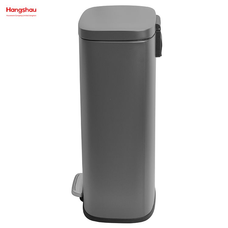 30L Cafeteria Custom Colorful Rectangular Silent Closing Foot Pedal Dustbin Lobby Stainless Steel Garbage Trash Bin For Kitchen waste Office Trash Can