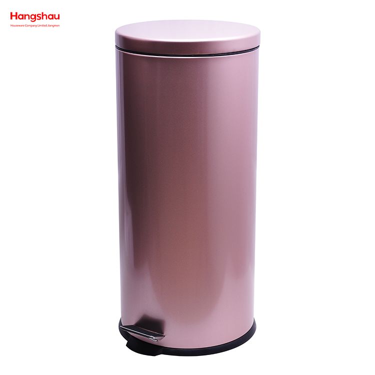 30L Metal Morden Style Dustbin Garbage Can Lid Powder Coating For Indoor Trash Can Household Stripe Pedal Waste Bin DustBin Bathroom Trash Can 