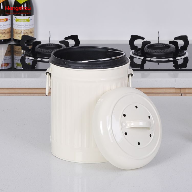 Stainless Steel Kitchen Compost Bin Countertop Table Garbage Container Odor-free Compost Bin