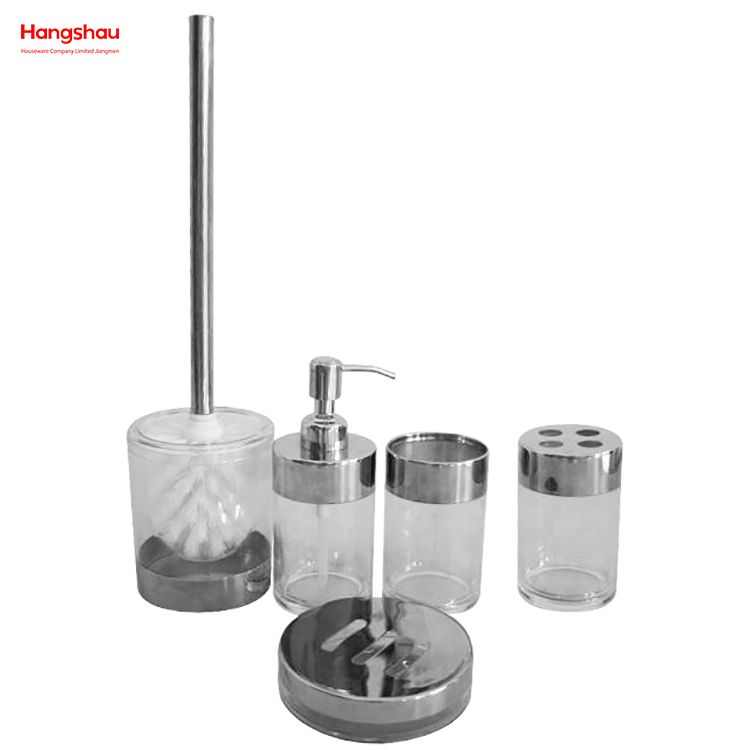 Bathroom Accessories Luxury Set Transparent Plastic Luxury Family Soap Dispenser Toothbrush Holder Tumbler Soap Dish PP Polishing