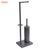 Graphite Lacquer Spraying Free Standing Stainless Steel Toilet Brush And Paper Holder Standing Grey Brushed And Anti-fingerprint Lacquer Spraying Metal Toilet Brush Holder 
