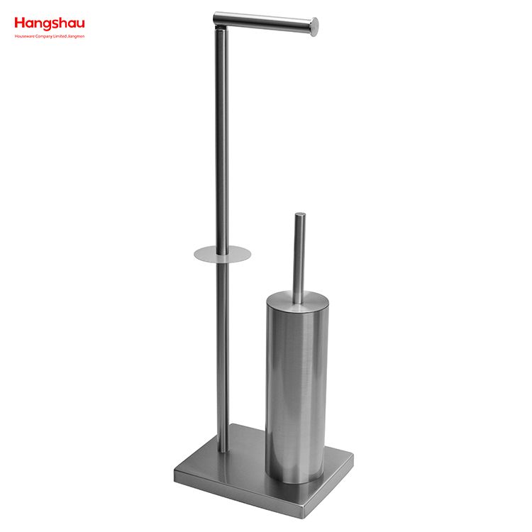 Brushed And Anti-fingerprint Lacquer Spraying Metal Toilet Brush Holder Lacquer Spraying Free Standing Stainless Steel Toilet Brush And Paper Holder Standing 