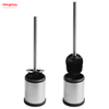 Stainless Steel Circular Automatic Lid Opening Toilet Brush Matte Bathroom Toilet Standing Metal Toilet Brush with Holder Plastic Brush Cleaning Set