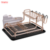 Kitchen Utensils Storage Aluminum Alloy Dish Rack over Sink Organizer Double Deck Metal Drying Dish Tray Rack Stand Dish Rack Cup Holder 