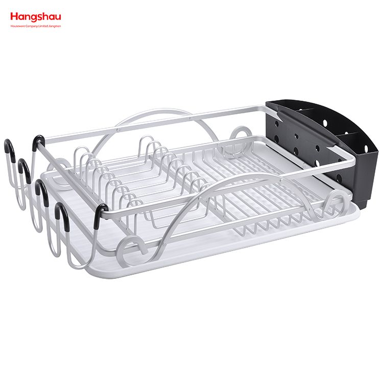Kitchen Aluminum Stand Dish Rack Countertop Dish Rack Cup Holder Alloy Dish Rack over Sink Organizer Metal Drying Dish Tray Rack 