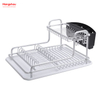Kitchen Double Deck Aluminum Stand Dish Rack Cup Holder Alloy Dish Rack over Sink Organizer Metal Drying Dish Tray Rack