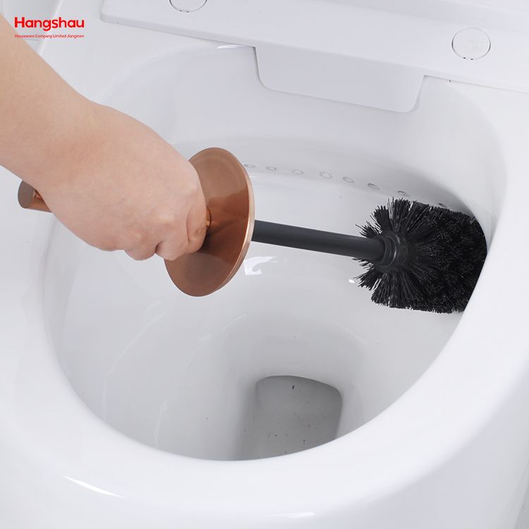Luxury Metal Standing Toilet Brush Stainless Steel Bathroom Toilet with Holder Plastic Brush Cleaning Set 