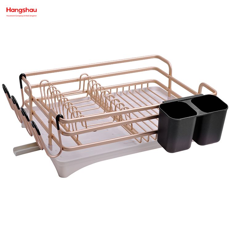 Kitchen Stand Dish Rack Countertop Dish Rack Cup Holder Aluminum Alloy Dish Rack over Sink Organizer Metal Drying Plastic Dish Tray Rack 