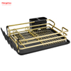 Black Golden Aluminum Alloy Dish Rack over Sink Organizer Metal Drying Plastic Dish Tray Rack Kitchen Stand Dish Rack Countertop Dish Rack Cup Holder 
