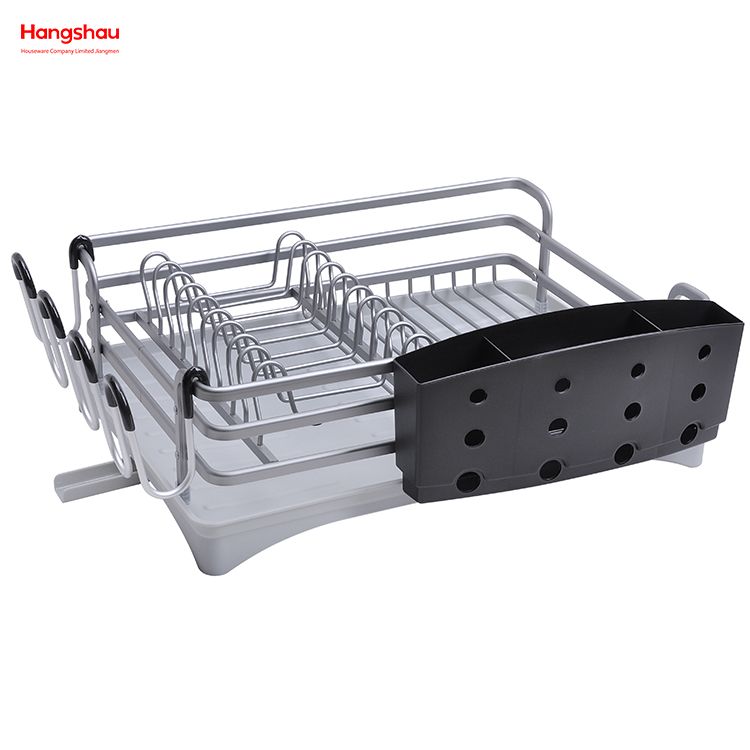 Aluminum Alloy Dish Rack over Sink Organizer Metal Drying Plastic Dish Tray Rack Kitchen Stand Dish Rack Countertop Dish Rack Cup Holder 