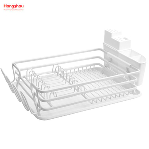 White Plastic Dish Tray Rack Kitchen Stand Dish Rack Countertop Dish Rack Cup Holder Aluminum Alloy Dish Rack over Sink Organizer Metal Drying 