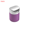 Table Top Waste Bin Metal Waste Bin With Push Lid Round Shape Desktop Dustbin