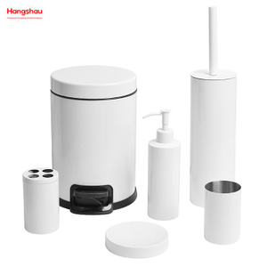 Brushed And White Lacquer Spraying Complete Bathroom Lotion Bottle Dispenser Foam Pump Soap Bottle Bathroom Accessories Luxury Set