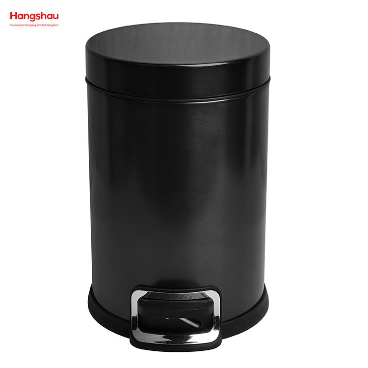 Brushed And Black Nickel Lacquer Spraying Household Bathroom Stainless Steel 3L Pedal Trash Bin With Cover Closing Slowly And Mutely Round Trash Bin Waste Bin Dustbin