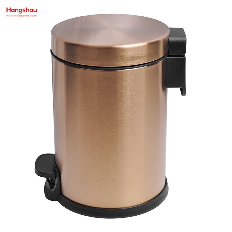 Rose Golden Household Bathroom Stainless Steel 3L Pedal Trash Bin With Cover Closing Slowly And Mutely Round Trash Bin Waste Bin Dustbin
