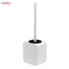 Square Luxury Metal Standing Toilet Brush Shiny Varnished Stainless Steel Bathroom Toilet with Holder Plastic Brush Cleaning Set 