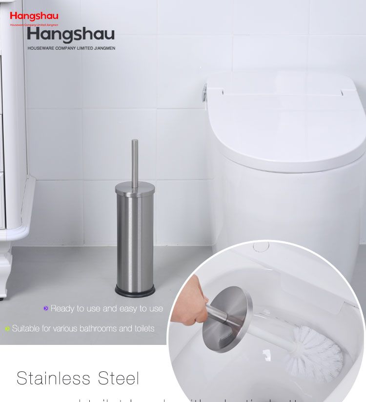 Round stainless steel toilet brush
