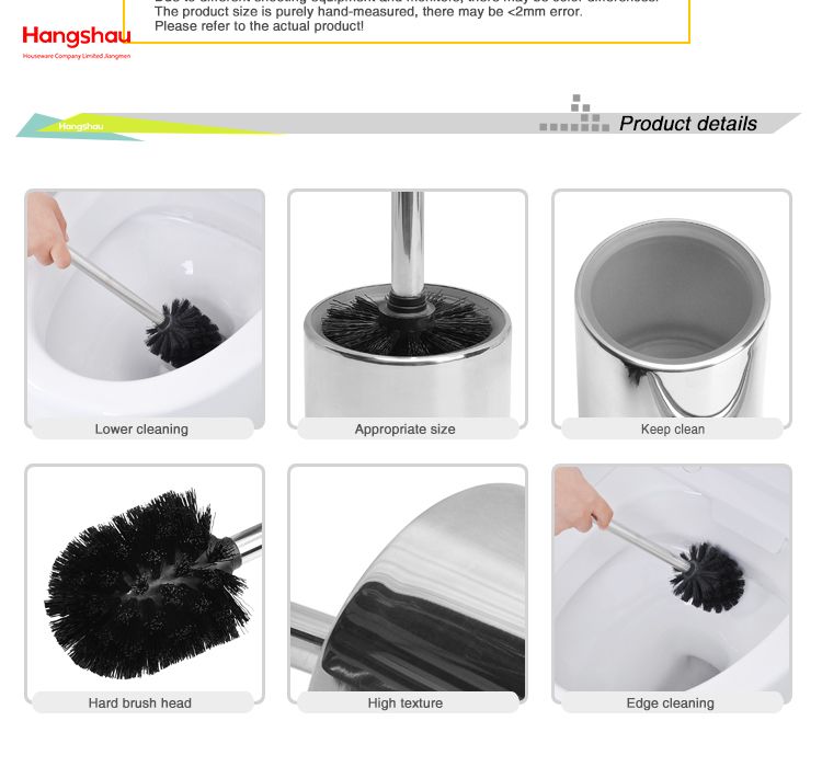 Mirror Polishing Metal Toilet Brush with Holder