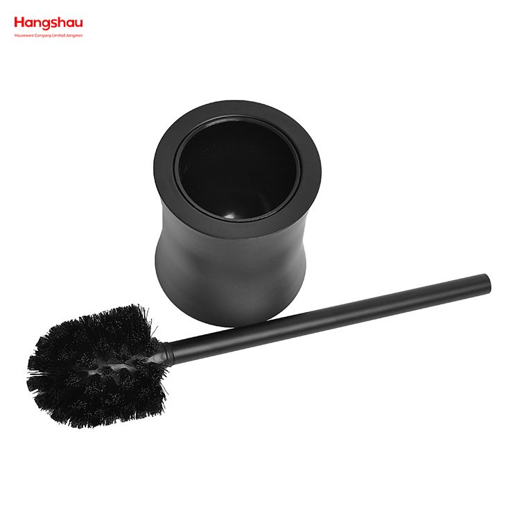 Bathroom Toilet Standing Metal Black Powder Coated Iron Toilet Brush with Holder Plastic Brush Cleaning Set