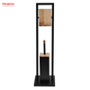 Lacquer Spraying Metal Free Standing Stainless Steel Toilet Brush And Paper Holder Powder Coated Standing Bamboo&Metal Toilet Brush Holder 