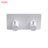 Bathroom Metal Hooks for Wall Two Hooks Stainless Steel Sticky Hook Adhesive Wall Hanging Hook with Dual Adhesive Tape 