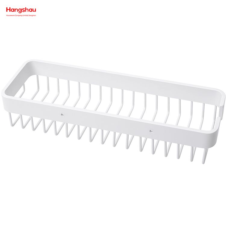 White Rectangular Shape Aluminium Bathroom Corner Rack With Metal Shower Caddy Bath Storage Rack Wall Shelf Wall Mounted Bracket