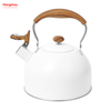 Off-white Tea Kettle Whistling Kettle For Home Hot Water Tea Pot Simulation Wooden Handle Painting Stainless Steel Water Kettle