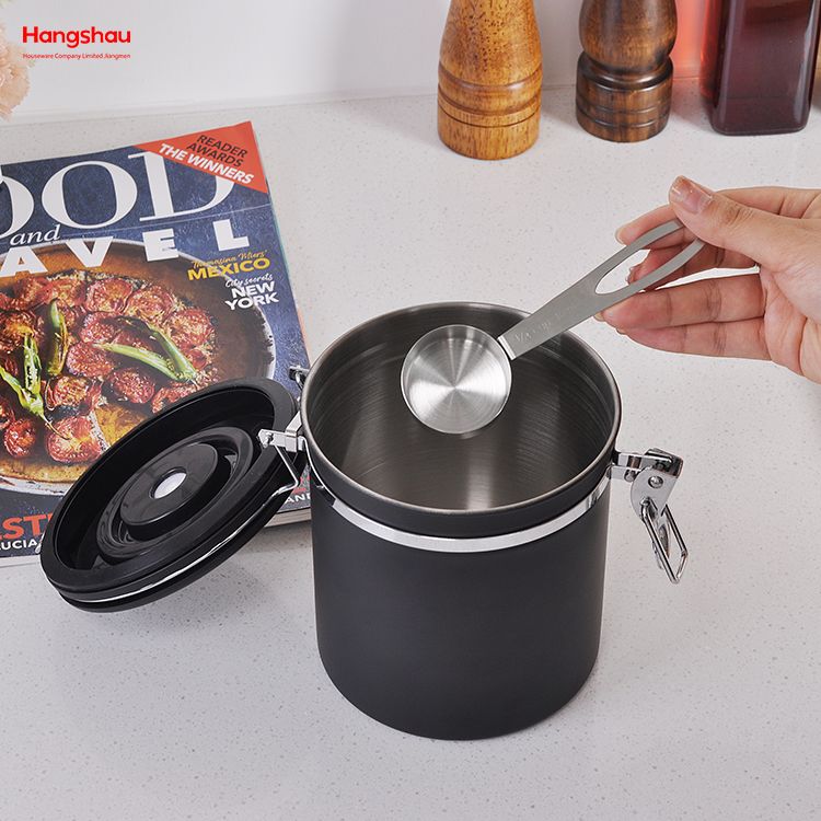 Coffee Canister With Valve & Date Tracker Coffee Grounds Beans Canister Stainless Steel Airtight Coffee Canister