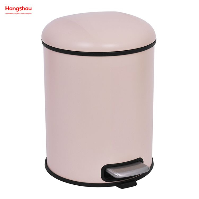 5L Galvanized Steel Round Garbage Trash Bin For Kitchen Waste Office Trash Can Colorful Silent Closing Foot Pedal Dustbin