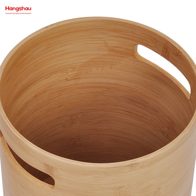 Bamboo Open-Top Round Trash Can Outdoor, Home, Office, Bathroom, Kitchen Waste Bin